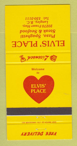 Matchbook Cover - Elvis' Place Pizza Steak Langley BC 30 Strike