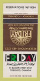 Matchbook Cover - Friday Restaurant Toronto ON 30 Strike