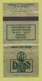 Matchbook Cover - Frank's Restaurant Bar Pawleys Island SC WORN 30 Strike