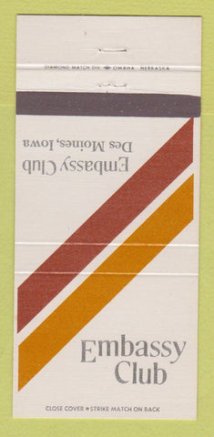 Matchbook Cover - Embassy Club Des Moines IA 30 Strike