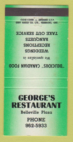Matchbook Cover - George's Restaurant Belleville ON 30 Strike