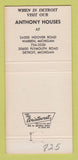 Matchbook Cover - Fran O'Brien's Anthony House Washington DC 30 Strike