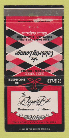 Matchbook Cover - Elegant Bib Restaurant Alamo CA WEAR 30 Strike