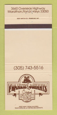 Matchbook Cover - Frankie & Johnny's Steak House Marathon FL 30 Strike