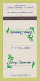 Matchbook Cover - Kings Hawaiian Bakery Restaurant Torrance CA  30 Strike