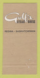 Matchbook Cover - Golf's Steak House Regina SK 30 Strike