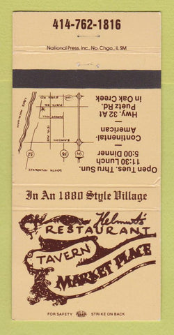 Matchbook Cover - Helmuth's? Restaurant Tavern Oak Creek WI 30 Strike