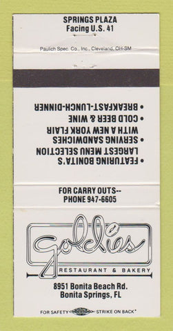 Matchbook Cover - Goldies Restaurant Bonita Springs FL 30 Strike