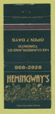 Matchbook Cover - Hemingway's Toronto ON 30 Strike