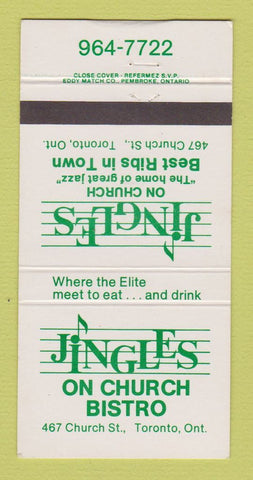 Matchbook Cover - Jingles on Church Bistro Toronto ON 30 Strike