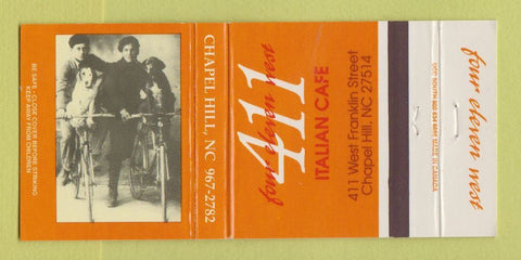 Matchbook Cover - 411 West Italian Cafe Chapel Hill NC 30 Strike