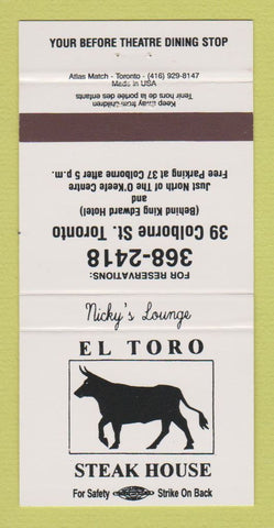 Matchbook Cover - El Toro Steak House Toronto ON 30 Strike