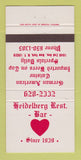 Matchbook Cover - Heidelberg Restaurant Bar New York City 30 Strike