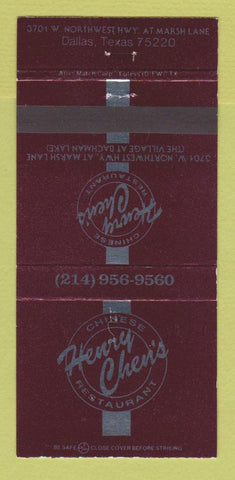 Matchbook Cover - Henry Chen's Chinese Restaurant Dallas TX WEAR 30 Strike