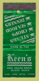 Matchbook Cover - Keen's Restaurant Miami Beach FL WEAR 30 Stick