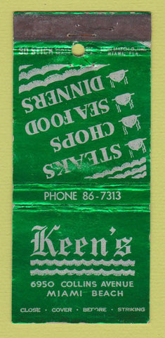 Matchbook Cover - Keen's Restaurant Miami Beach FL WEAR 30 Stick