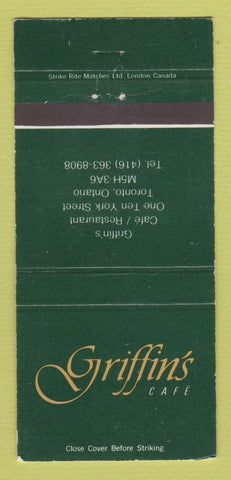 Matchbook Cover - Griffin's Cafe Toronto ON 30 Strike
