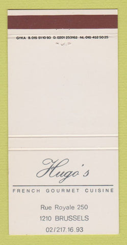 Matchbook Cover - Hugo's French Restaurant Brussels Belgium 30 Strike