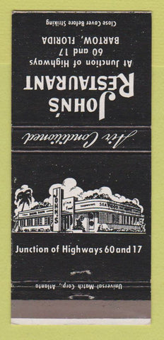 Matchbook Cover - John's Restaurant Bartow FL 30 Strike