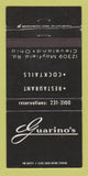 Matchbook Cover - Guarino's Restaurant Cleveland OH 30 Strike