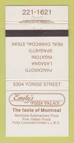 Matchbook Cover - Emily's Pizza Palace Toronto ON 30 Strike