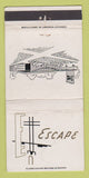 Matchbook Cover - Escape Restaurant Berwyn IL WEAR 30 Strike