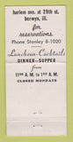 Matchbook Cover - Escape Restaurant Berwyn IL WEAR 30 Strike