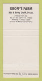 Matchbook Cover - Groff's Farm Mount Joy PA 30 Strike