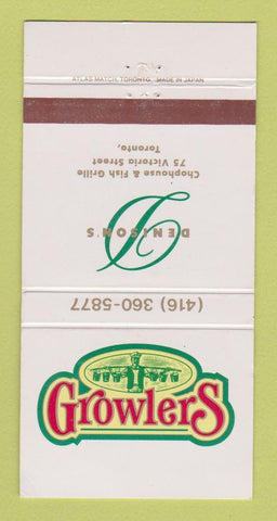 Matchbook Cover - Denison's Growlers Toronto ON WEAR 30 Strike