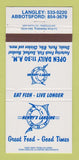 Matchbook Cover - Henry's Landing Restaurant Langley Abbotsford BC 30 Strike
