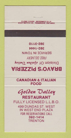 Matchbook Cover - Golden Valley Restaurant Trenton ON Pizza WEAR 30 Strike