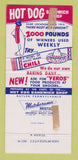 Matchbook Cover - Hot Dog Sandwich Shop Butler PA 30 Strike