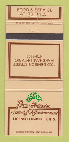 Matchbook Cover - The Grove Restaurant Markham ON 30 Strike