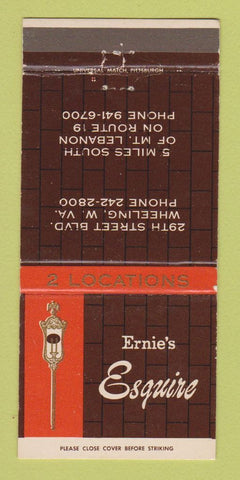 Matchbook Cover - Ernie's Esquire Restaurant Wheeling WV WEAR 30 Strike