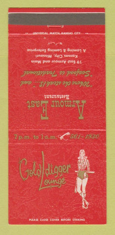 Matchbook Cover - Gold Digger Lounge Kansas City MO Girlie 30 Strike