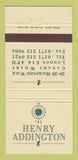 Matchbook Cover - Henry Addington London UK 30 Strike