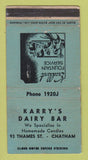 Matchbook Cover - Karry's Dairy Bar Chatham ON WORN 30 Strike