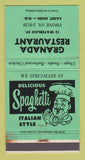 Matchbook Cover - Granada Restaurant St John NB STAINED 30 Strike