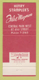 Matchbook Cover - Henry Stampler's Filet Mignon New York City 30 Strike
