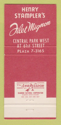 Matchbook Cover - Henry Stampler's Filet Mignon New York City 30 Strike