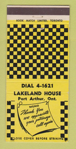 Matchbook Cover - Lakeland House Port Arthur ON 30 Strike