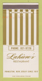 Matchbook Cover - Lahieve's Restaurant Princeton NJ WEAR 30 Strike