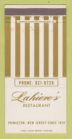 Matchbook Cover - Lahieve's Restaurant Princeton NJ WEAR 30 Strike