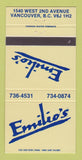 Matchbook Cover - Emilio's Restaurant Vancouver BC 30 Strike