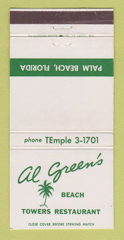 Matchbook Cover - Al Green's Beach Towers Restaurant Palm Beach FL 30 Strike