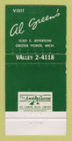 Matchbook Cover - Al Green's Beach Towers Restaurant Palm Beach FL 30 Strike
