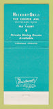 Matchbook Cover - Hickory Grill Cleveland OH 30 Strike