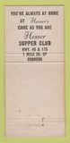 Matchbook Cover - Hesser Supper Club Oshkosh WI 30 Strike