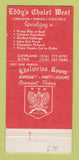 Matchbook Cover - Eddy's Chalet West North Ridgeville OH 30 Strike