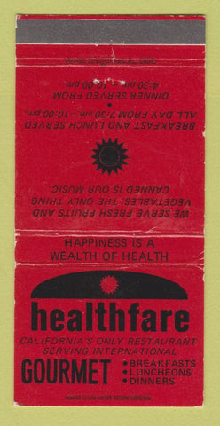 Matchbook Cover Healthfare Brentwood Santa Monica Palm Springs CA WEAR 30 Strike